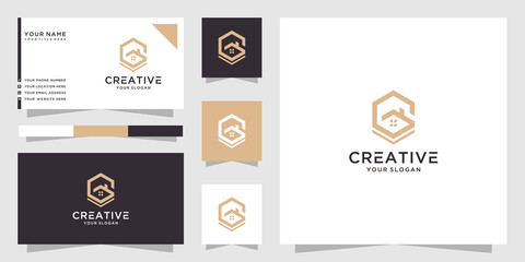 Letter g house logo and business card template