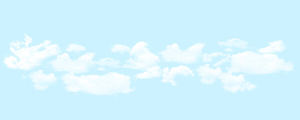 White fluffy clouds on a blue sky background. Illustration