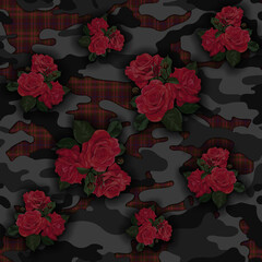 flower and camouflage pattern, fashion fabric