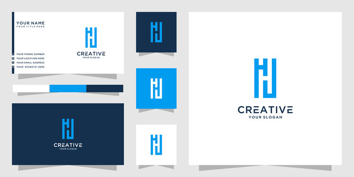 Letter hj hhj logo and business card design