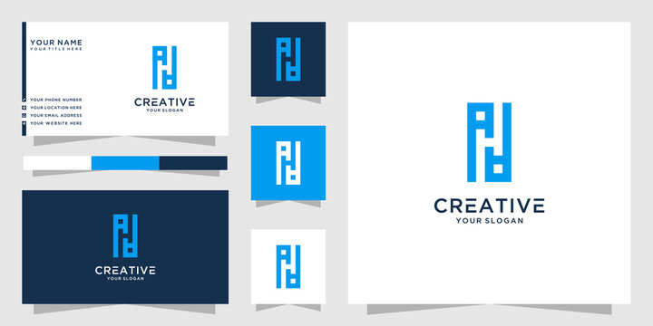 Letter aha aa logo and business card template