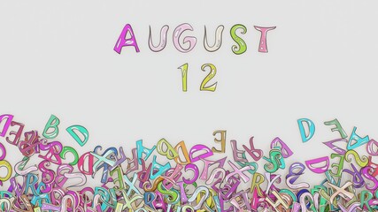 August 12 puzzled calendar monthly schedule birthday use