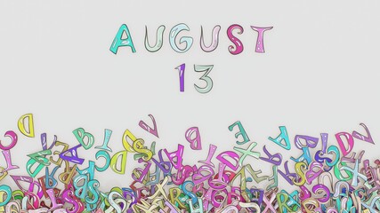August 13 puzzled calendar monthly schedule birthday use