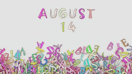 August 14 puzzled calendar monthly schedule birthday use