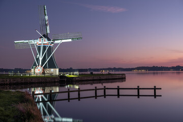 Sunset Reflection of Helper Windmill in Groningen, The Netherlands