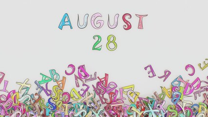 August 28 puzzled calendar monthly schedule birthday use