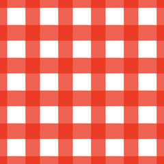 Red, white checks, Gingham, plaid seamless geometric pattern on white background. Hand drawn style vector illustration. Design concept for kids nautical fashion print, textile, wallpaper, packaging.
