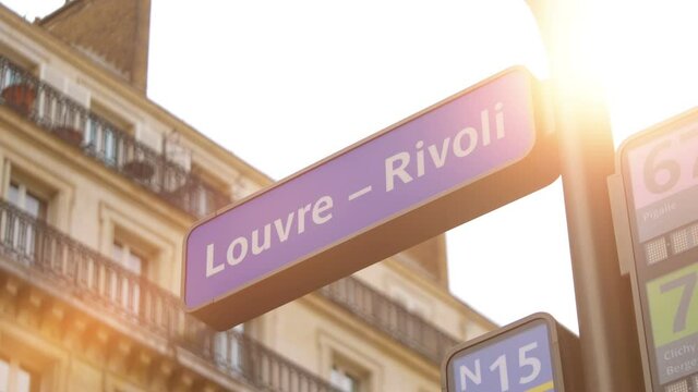 Street sign in Paris in 4k slow motion 60fps