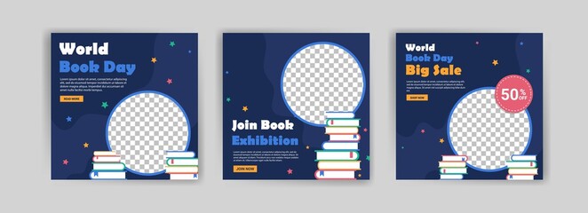 World Book Day. World book day big sale poster and banner template. Banners vector for social media ads, web ads, business messages, discount flyers and big sale banner.