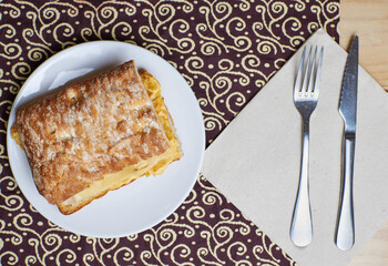 Omelet with cheese breakfast sandwich