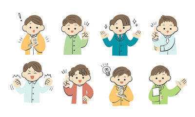 アイデアを閃く男性達のイラスト