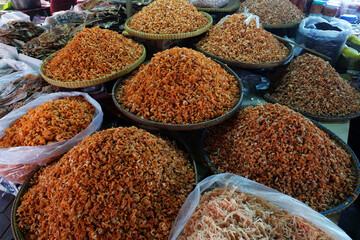 Dried shrimp in the Crab Market of Kep Kep, Cambodia