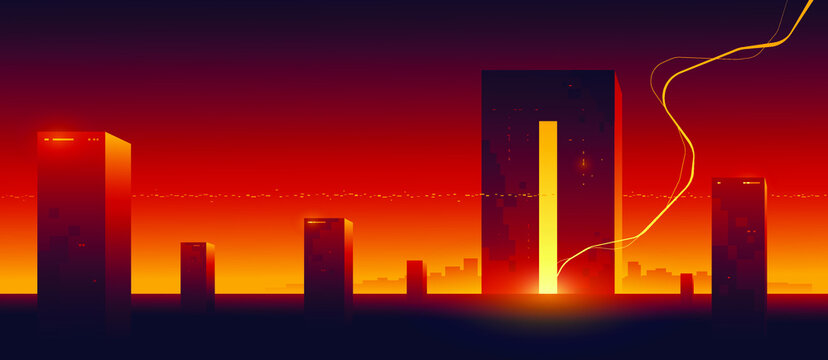 Futuristic technology background. Data storage. Servers and control center. Sci-fi illustration