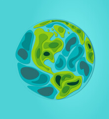 Planet earth in paper style. Vector illustration