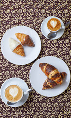 Coffee breakfast with croissants
