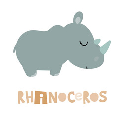 Cute rhinoceros card for kids