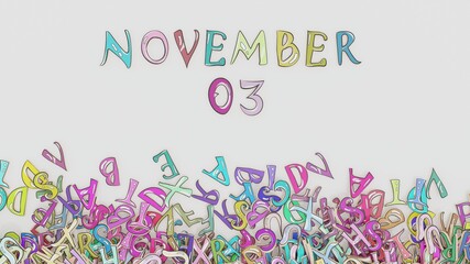 November 3 calendar month puzzled schedule birthday use