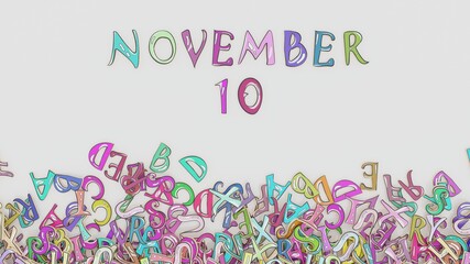 November 10 calendar month puzzled schedule birthday use