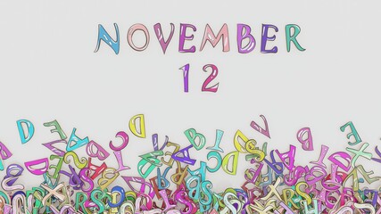 November 12 calendar month puzzled schedule birthday use