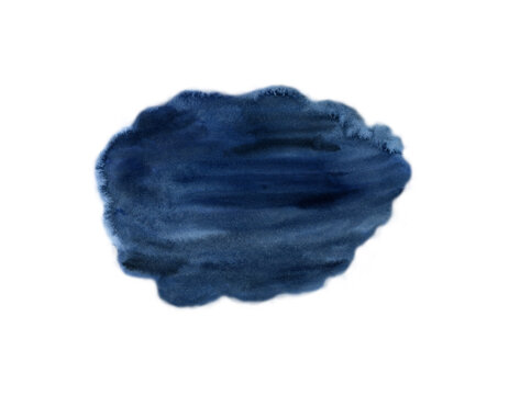 Watercolor cartoon dark blue cloud. Blurred background. Hand-drawn illustration. Storm. Thunderstorm