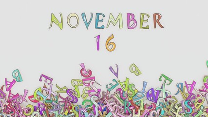 November 16 calendar month puzzled schedule birthday use