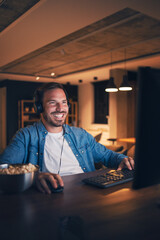 Handsome adult freelancer having fun © Jelena