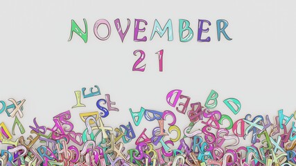 November 21 calendar month puzzled schedule birthday use