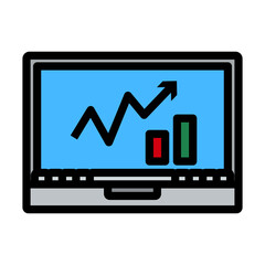 Icon Of Laptop With Chart