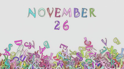 November 26 calendar month puzzled schedule birthday use