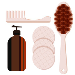 set for body and hair care from natural bristles and materials.