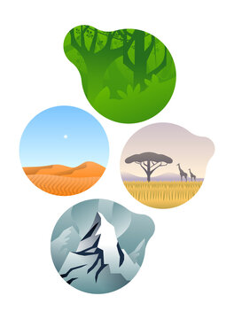 Diverse environment ecosystem illustration set