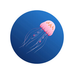 Jelly fish sea water animal illustration isolated