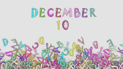 December 10 calendar puzzled monthly schedule birthday use