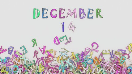 December 14 calendar puzzled monthly schedule birthday use