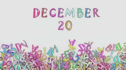 December 20 calendar puzzled monthly schedule birthday use