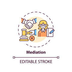 Mediation concept icon. Legal services categories. Effective mediation services keep disputes out of court idea thin line illustration. Vector isolated outline RGB color drawing. Editable stroke