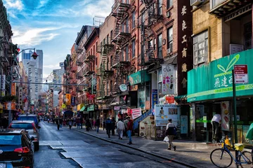 Foto op Plexiglas Street view of Chinatown district of New York City, one of oldest Chinatowns outside Asia. © khalid