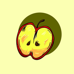 funny apple cartoon illustration slice vector illustration