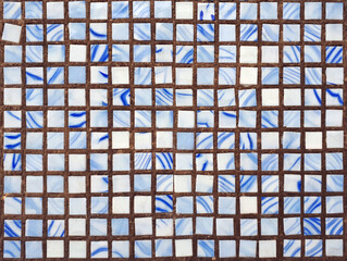 White with blue tiles on the wall of the house, can be used as a background