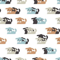 Seamless Pattern with Puppies and Their Bones Vector Graphic Cartoon