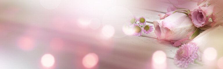 Pink roses for mother's day greetings. Pastel colored floral still life with tender bokeh....