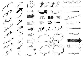 様々な種類の矢印の手書きベクターイラスト素材