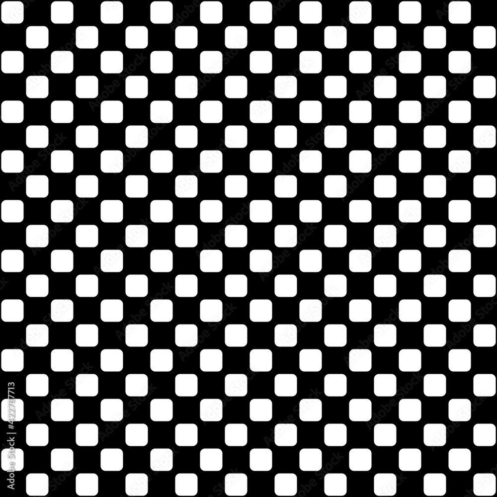 Poster Chess Rounded Squares Pattern. Vector Checkered Board 20x20 Pattern. Black Board And White Rounded Squares Patter.