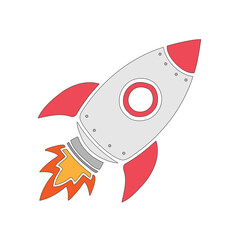 Vektor Rakete gemalt in rot - Zukunft / Motivation / Startup / Anfang / Ziel / Vision