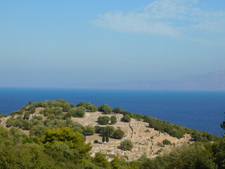 View of the ancient city of Rhamnous, in Attica, Greece