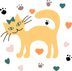 illustration in the style of kartoon cute kitty