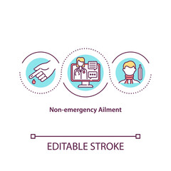 Non emergency ailment concept icon. Not urgent medical specialist help needed. Treatment of patient disease idea thin line illustration. Vector isolated outline RGB color drawing. Editable stroke