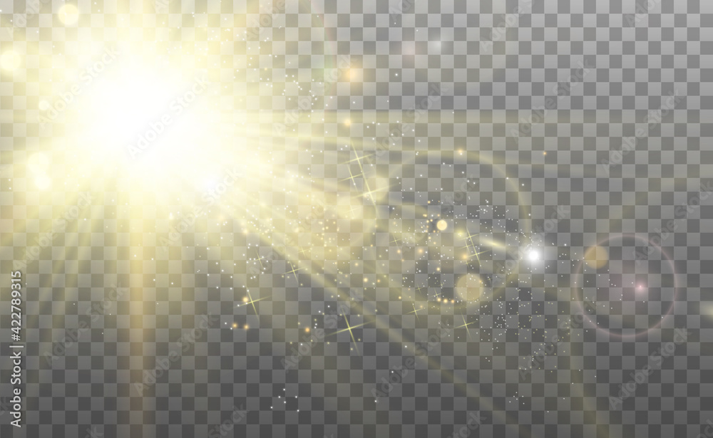 Poster special lens flash, light effect. the flash flashes rays and searchlight. illust.white glowing light