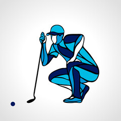 Creative abstract silhouette of golf player. Vector eps10