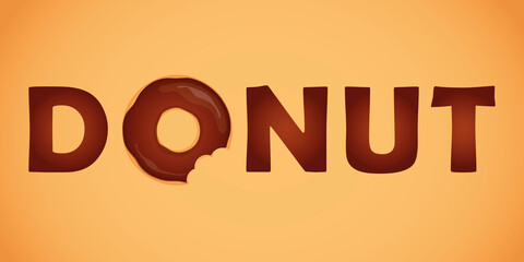 tasty choco donut typography with bitten donut
